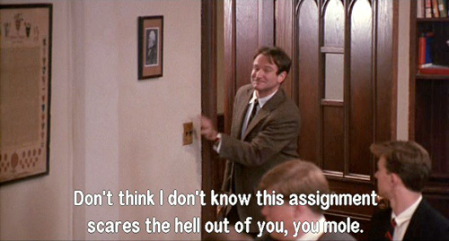 Dead Poets Society, John Keating calls Todd Anderson a mole, and turns out the lights