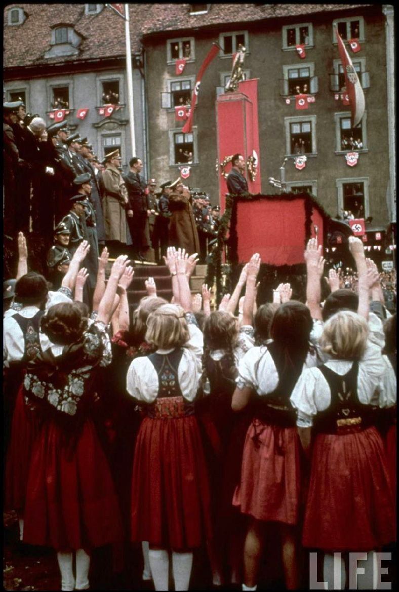 German girls giving Nazi salute