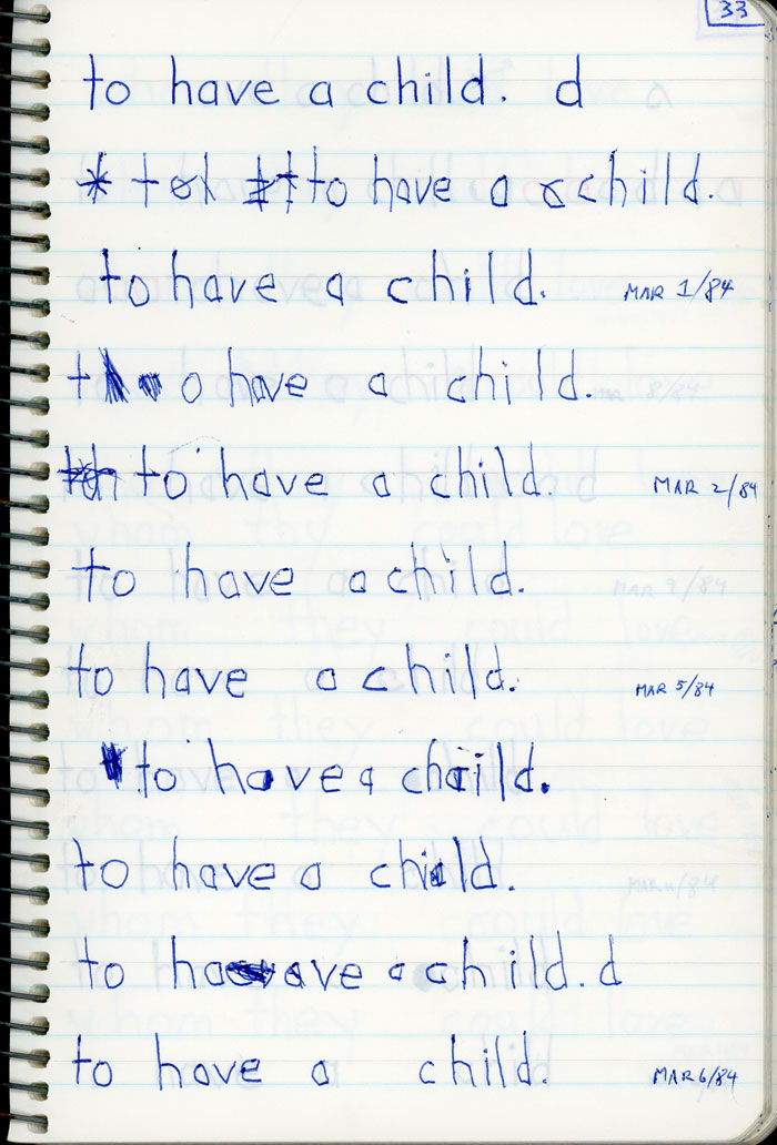 Enriched Penmanship, Marko's Penmanship Notebooks, to have a child