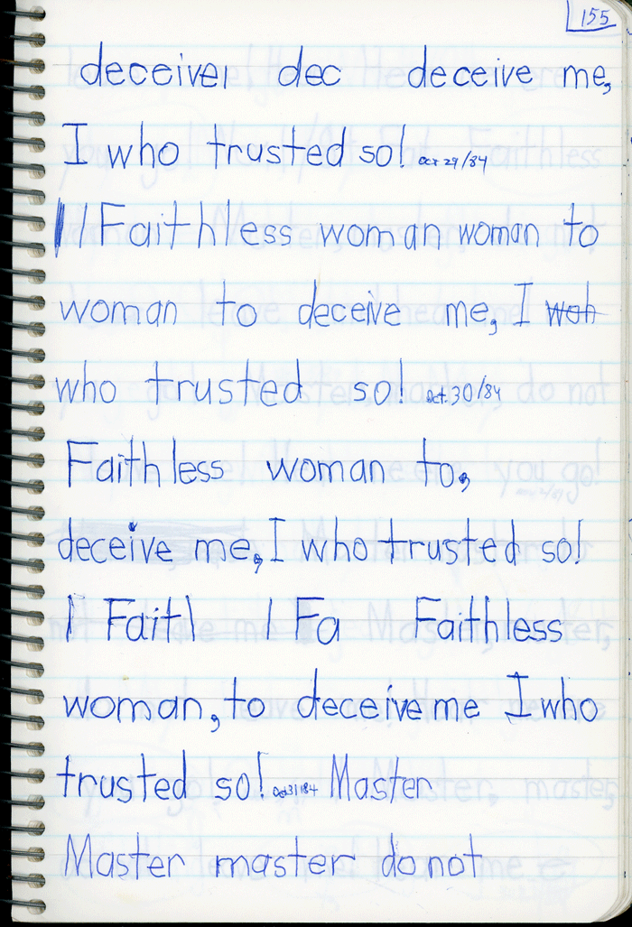 Enriched Penmanship, Marko's Penmanship Notebooks, Faithless woman, to deceive me, I who trusted so!