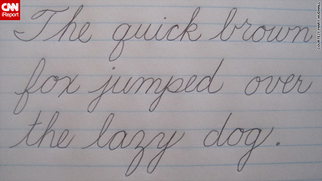 Mary Hudnall's perfect cursive script